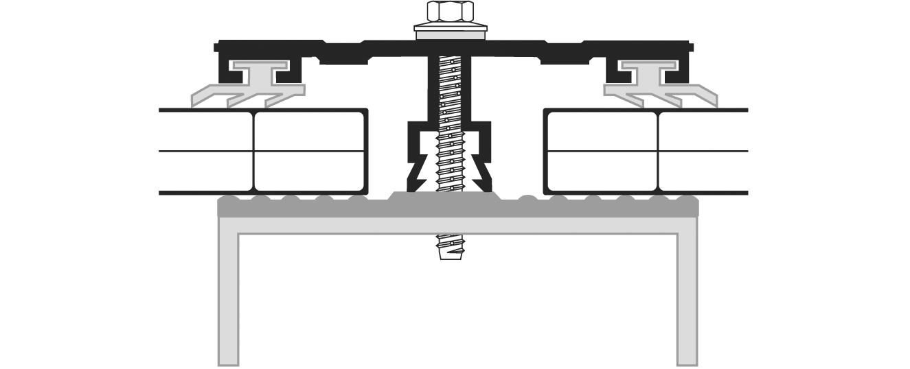 Alu-Schraubprofil Mitte für 16 mm pressblank B= 60 mm L= 2000 mm mit eingezogener Dichtung