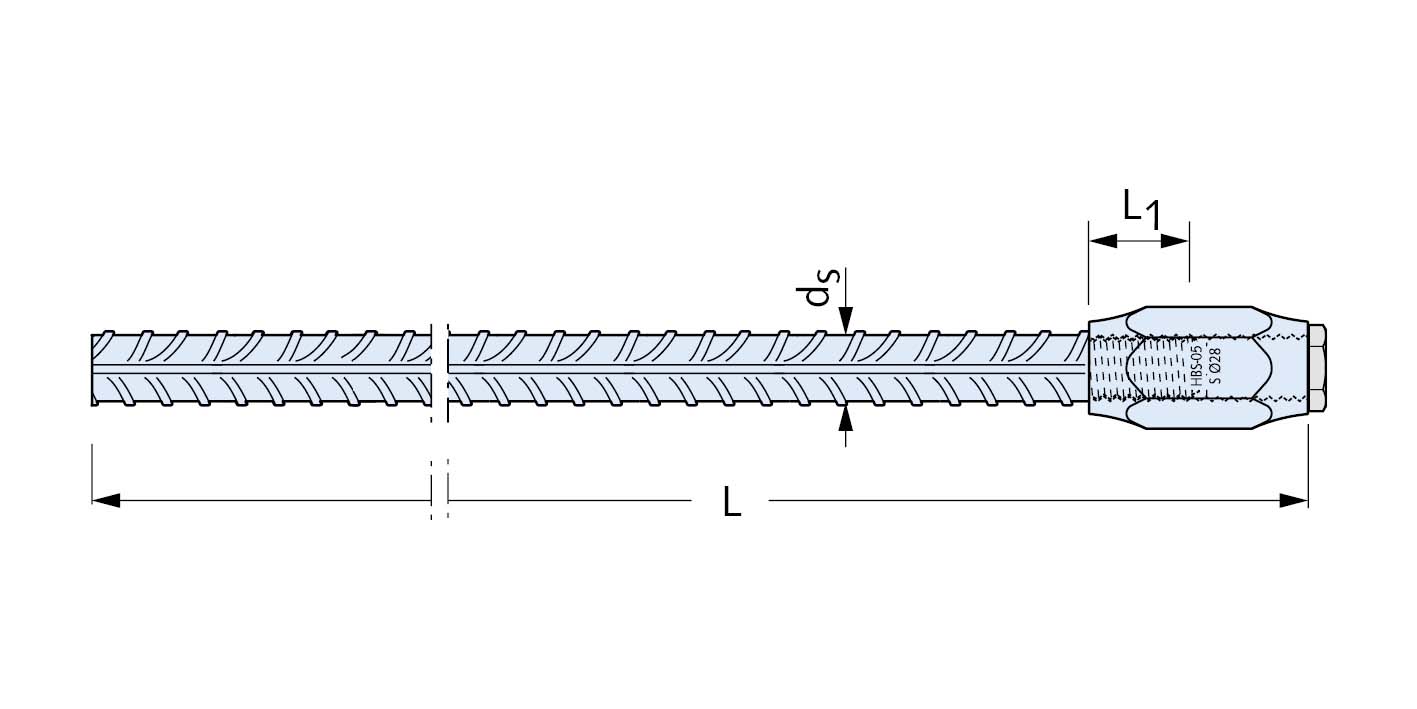 Halfen Muffenstab mit Schraubmuffe HBS-05-S-12/1180 M12