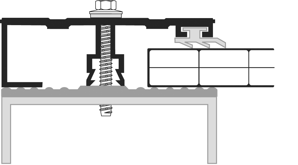 Alu-Schraubprofil Rand für 16 mm pressblank B= 60 mm L= 2000 mm mit eingezogener Dichtung