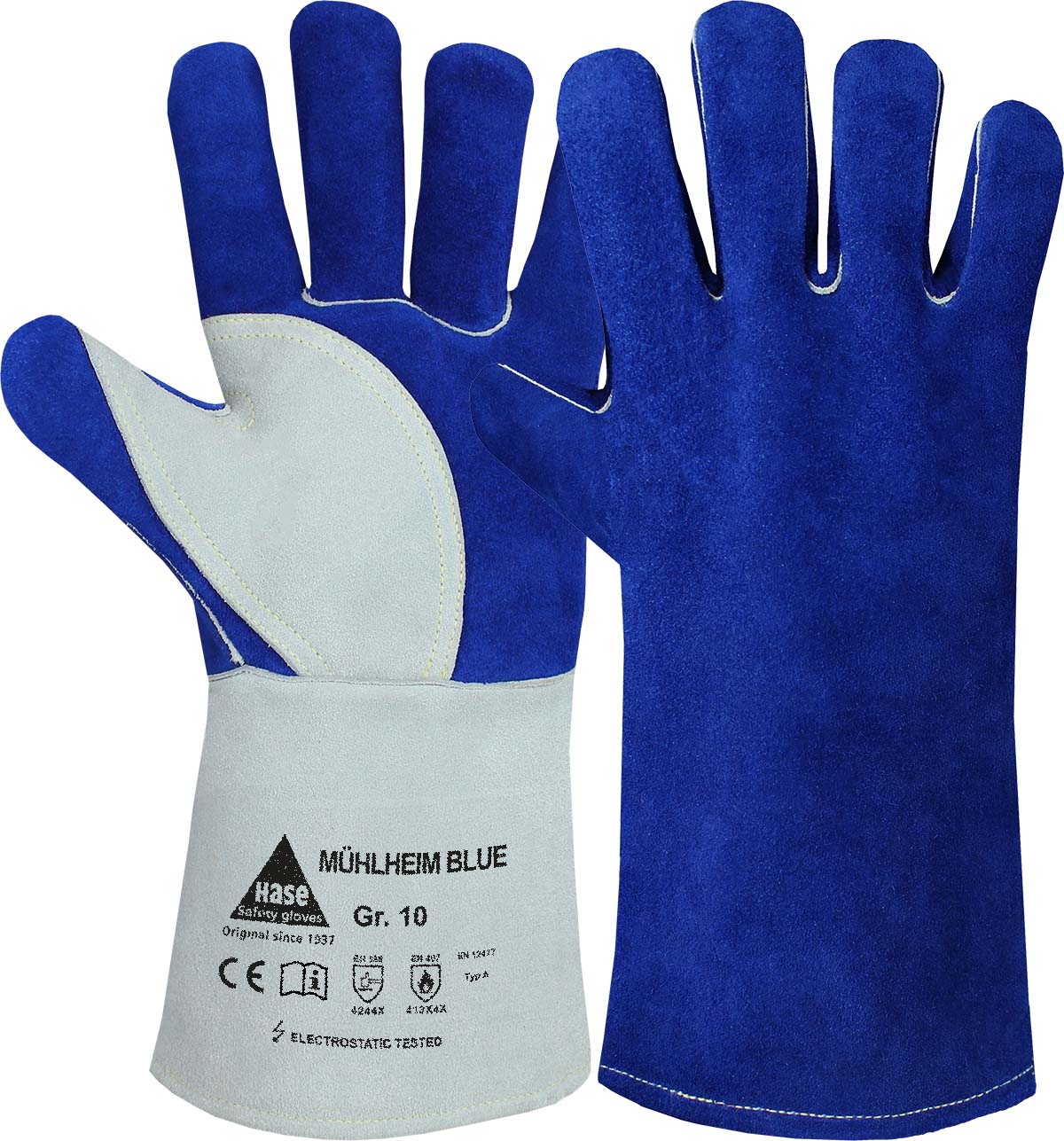 HASE Schweißerhandschuh "Mühlheim Blue" Nr. 301080, VPE: 6 PA