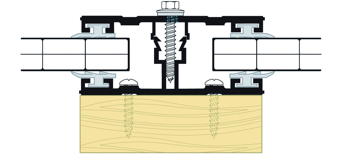 Alu-Komplettprofil Mitte für 16 mm pressblank B= 60 mm L= 2000 mm mit eingezogener Dichtung